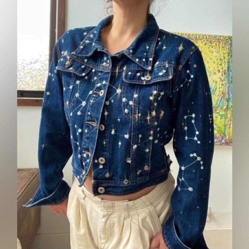 The sequin Constellation Denim Jacket - handmade